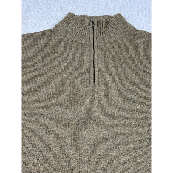 Woolovers Men XL Brown 1/4 Zip 100% Wool Long Sleeve Mock Neck Warm Knit Sweater - Picture 7 of 7